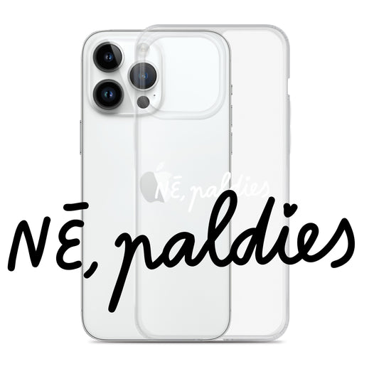 iPhone caurspīdīgs telefona vāciņš latviešu dizains ar uzrakstu "NĒ, paldies"