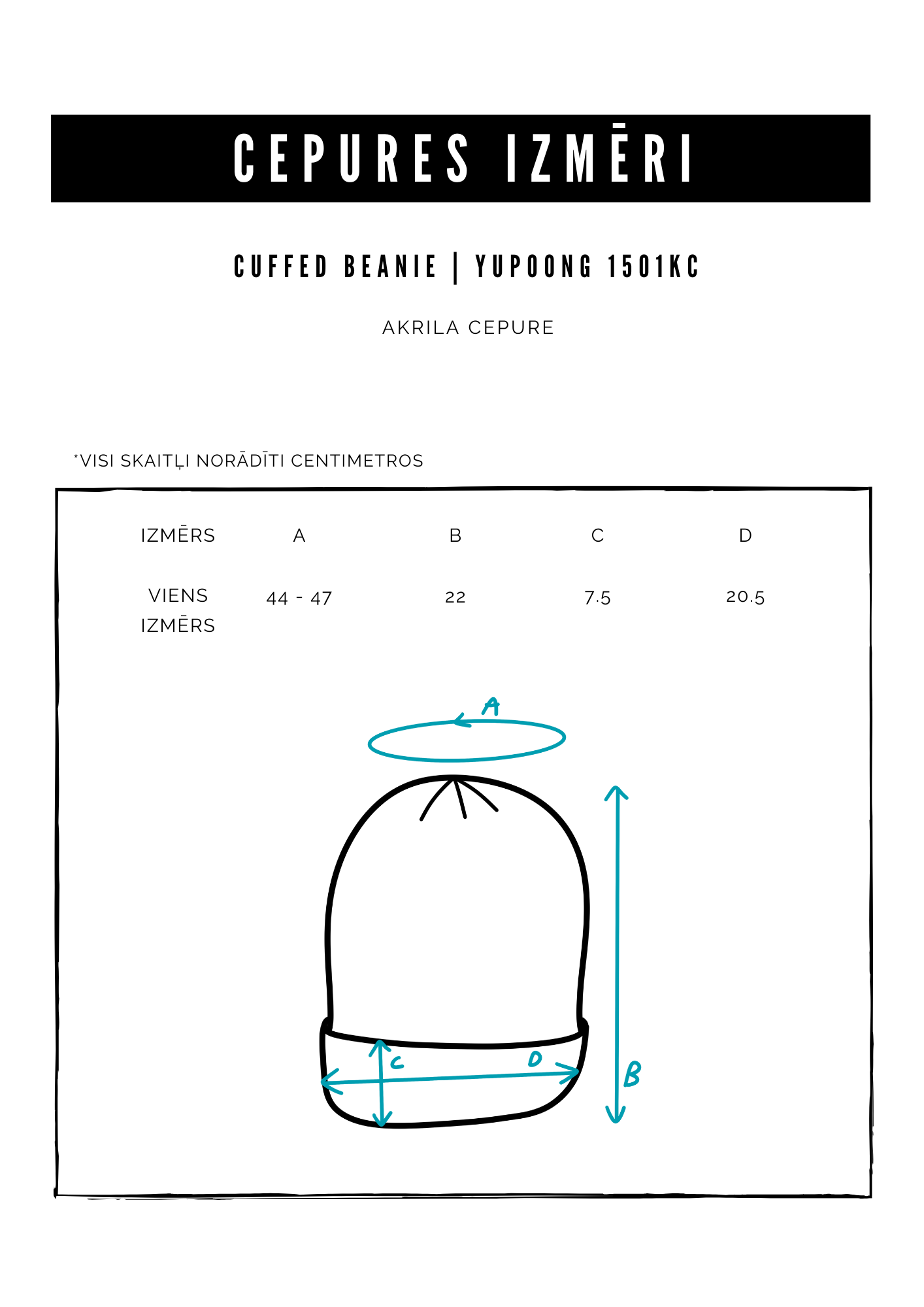 latviešu dizaina cepure ar izšūtu ezīti izmēri