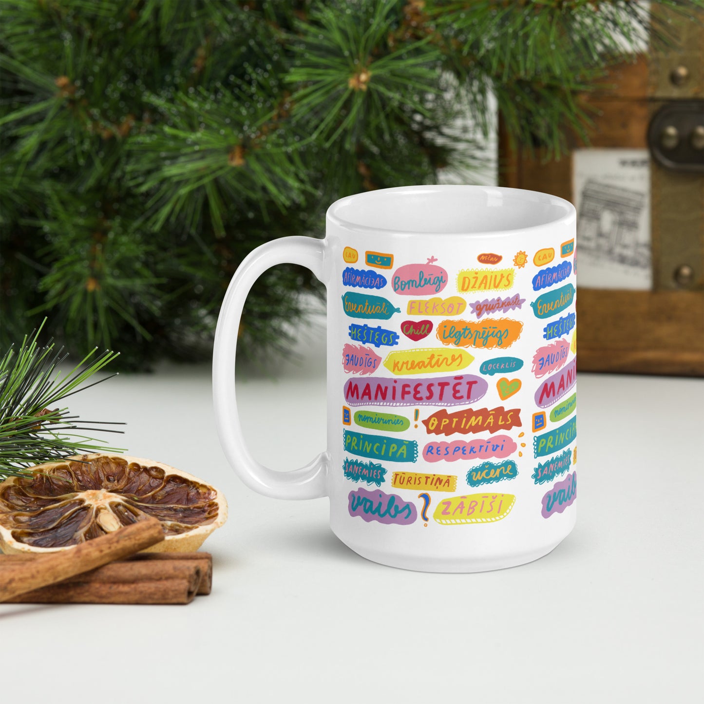 keramiska krūze liela ar stulbiem vardiem, kreatīvs, optimāls, respektīvi, principā