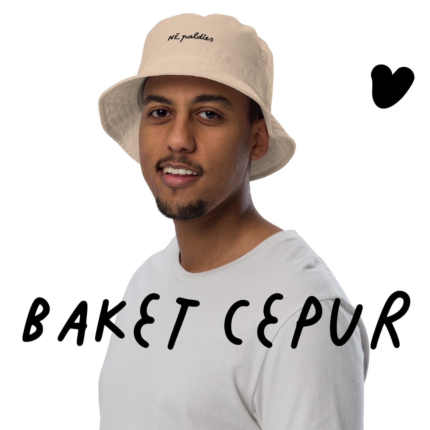 latviešu dizaina kokvilnas cepure ar izšūtu tekstu "nē, paldies" no veikala Viss apnicis