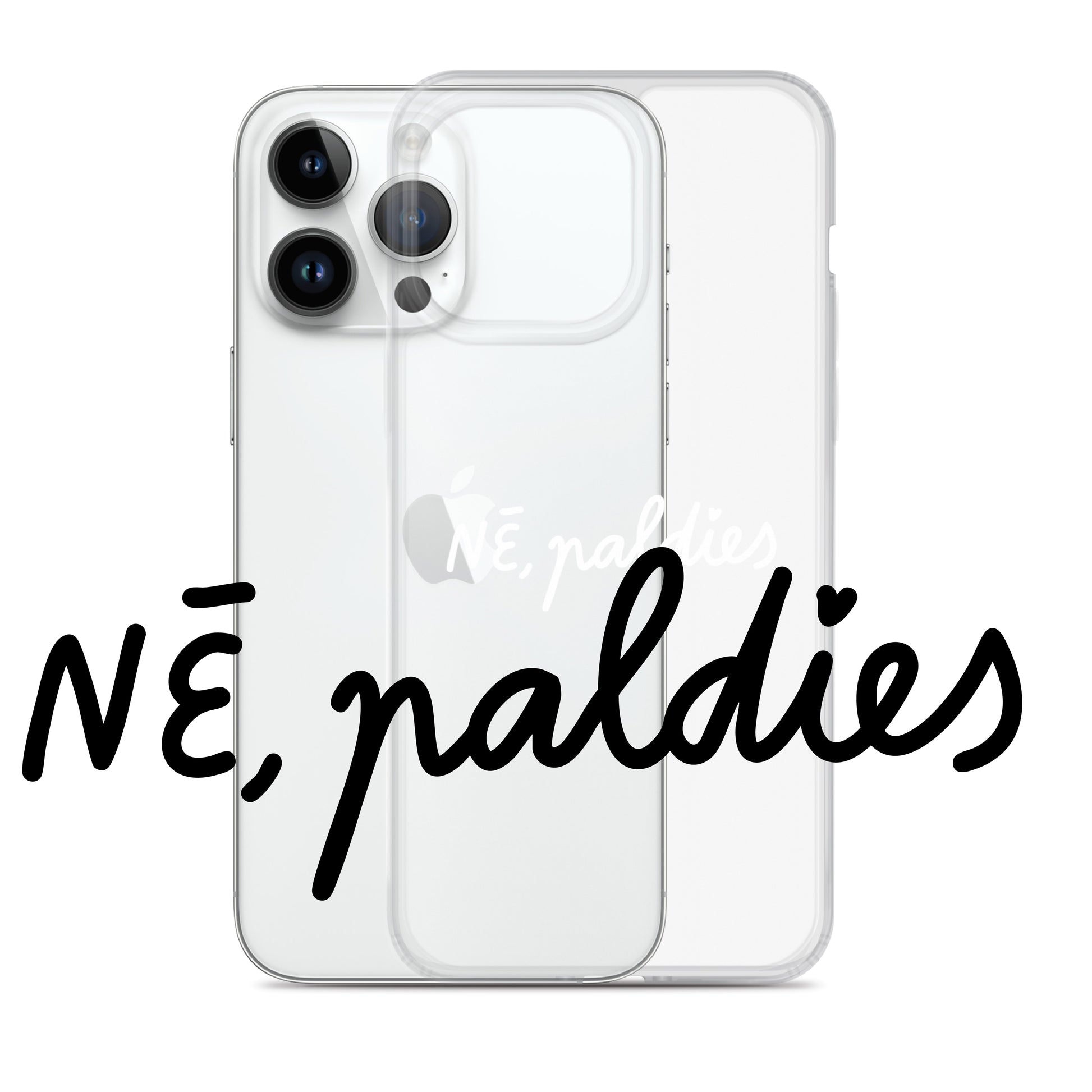 iPhone caurspīdīgs telefona vāciņš latviešu dizains ar uzrakstu "NĒ, paldies"