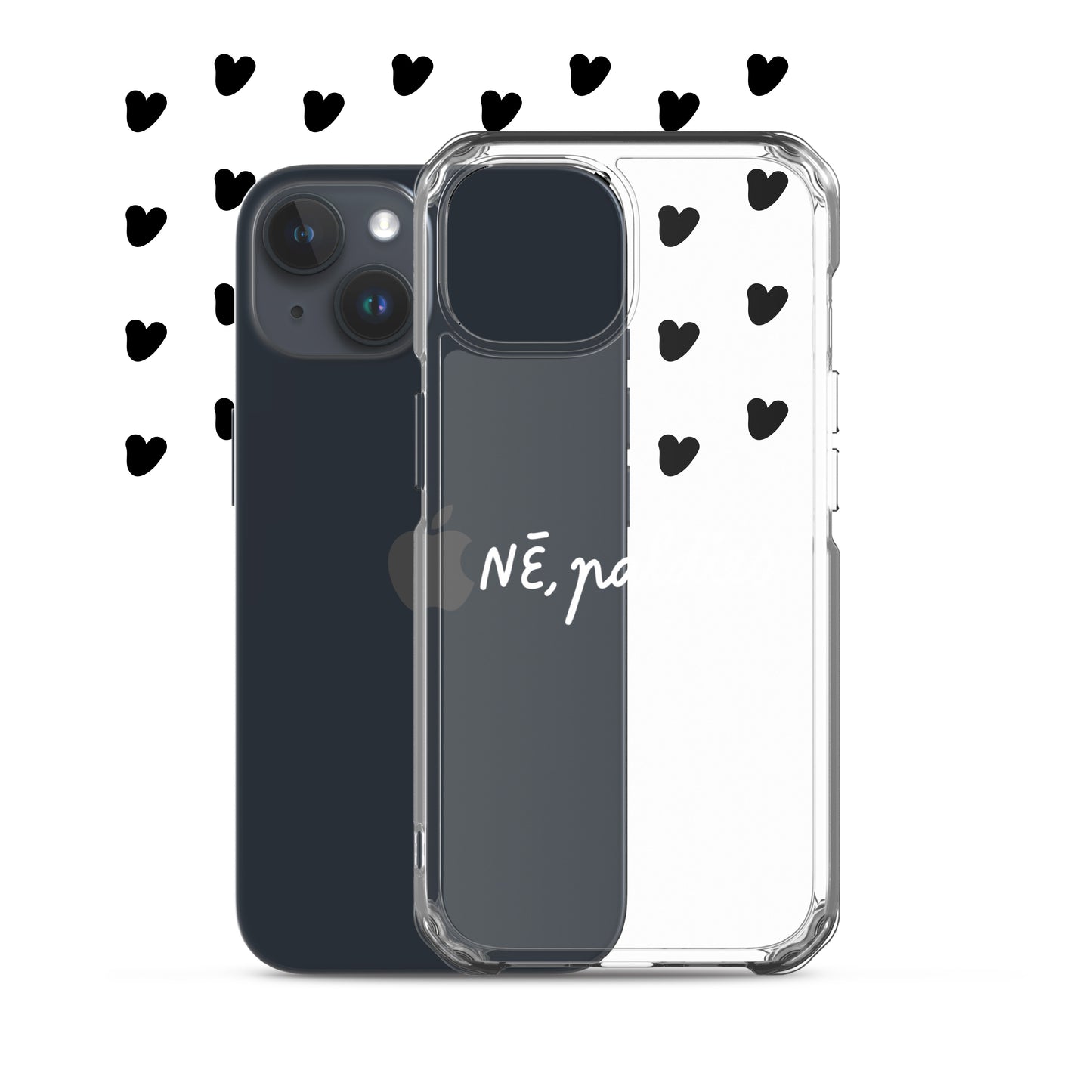 iPhone caurspīdīgs telefona vāciņš latviešu dizains ar uzrakstu "NĒ, paldies"