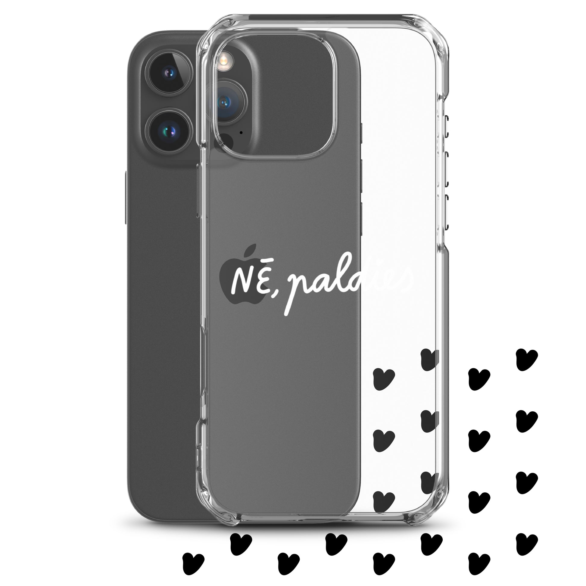 iPhone caurspīdīgs telefona vāciņš latviešu dizains ar uzrakstu "NĒ, paldies"