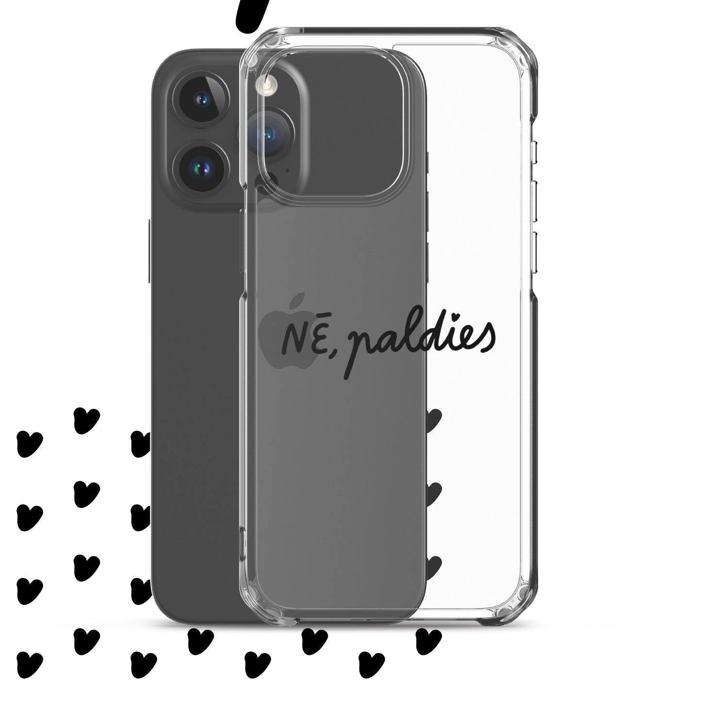 iPhone caurspīdīgs telefona vāciņš latviešu dizains ar uzrakstu "NĒ, paldies"