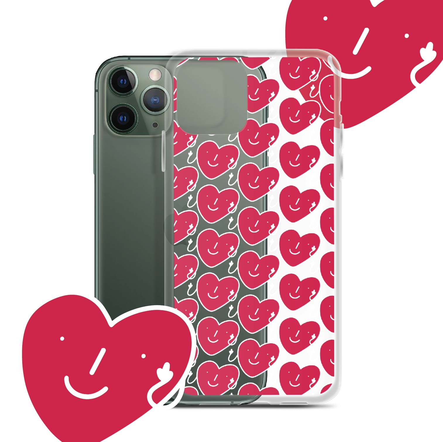 caurspīgīgs vāciņš iphone case ar daudz sirsniņām valentīndiena